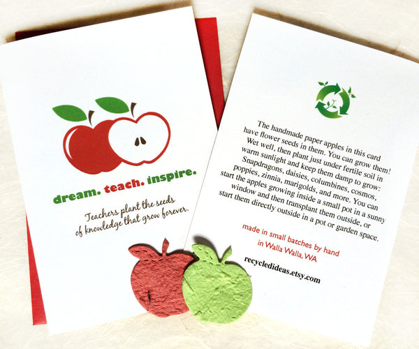 teachers plant the seeds of knowledge that grow forever printable Plantable Teacher Thank You Card - with Plantable Seed Paper Apples