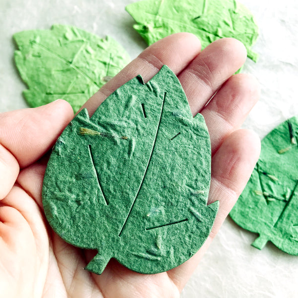 10 Flower Seed Embedded Plantable Paper Leaves – Recycled Ideas Favors