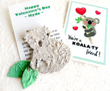 seed paper koala valentines with green leaves