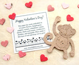 Recycled Ideas Favors plantable paper tan monkey with red mini hearts and card