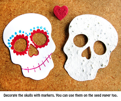 10 Seed Paper Skulls - Day of the Dead - Dia de los Muertos