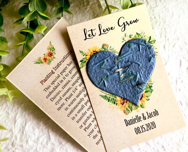 seed paper planting instructions Kraft Sunflower Wedding Favor Cards