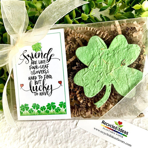 Seed Paper Clovers - BFF Gift - Celtic charm friendship bracelet alternative - Sustainable - Recycled Paper