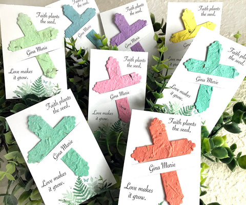 24+ Crosses - Seed Paper Faith Plants the Seed Baptism Favors - Personalized - With option for pots