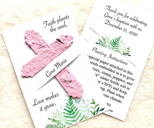 thank you for planting seeds of faith 24+ Crosses - Seed Paper Faith Plants the Seed Baptism Favors -  Personalized