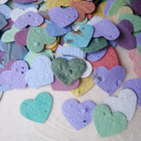 Recycled Ideas Favors plantable paper mini hearts in rainbow colors