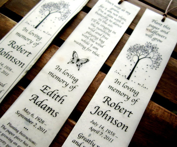 flower seed bookmarks Plantable Seed Paper Memorial Bookmarks