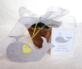 Recycled Ideas Favors plantable paper gray whale with mini heart, gift box and card