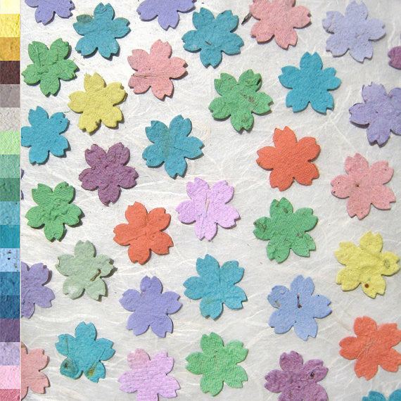 flower seed confetti 200 Plantable Seed Paper Cherry Blossom Wedding Favors brown