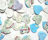 Recycled Ideas Favors plantable paper map hearts