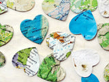 Recycled Ideas Favors plantable paper map hearts