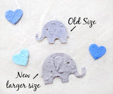 Recycled Ideas Favors plantable seed paper gray elephants with blue hearts