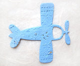 Recycled Ideas Favors plantable paper blue airplane