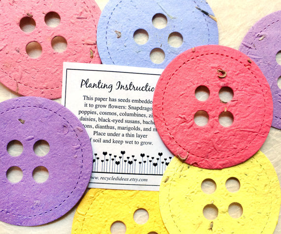 etsy flower seed paper 16 BIG Plantable Seed Paper Buttons
