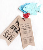 Recycled Ideas Favors plantable paper aqua fish with cards