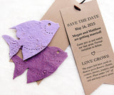 Recycled Ideas Favors plantable paper lilac and purple fish with cards