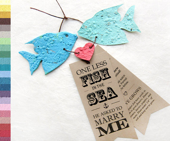 120 Seed Fish in the Sea - Plantable Save the Date Wedding Card Set –  Recycled Ideas Favors