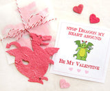 Recycled Ideas Favors hot pink plantable seed paper dragon, hearts and card