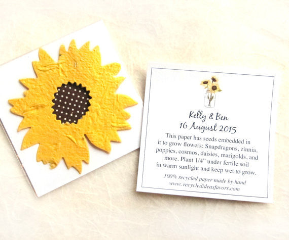 cards with flower seeds in them 10+ Plantable Seed Paper Sunflowers Wedding Favors