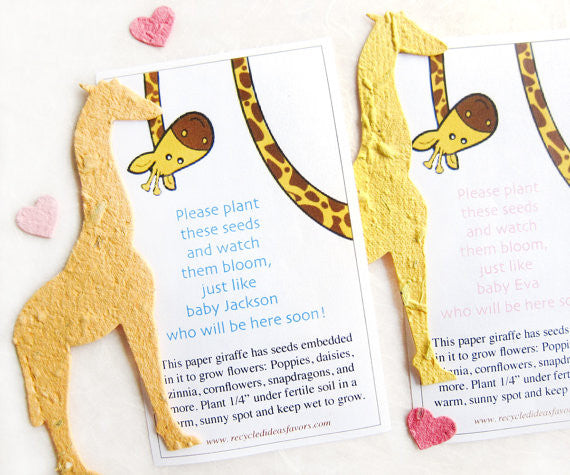 Giraffes Baby Shower Seed Favors Plantable Seed Paper Personalized Kids Birthday Zoo Wedding with Flower Seeds