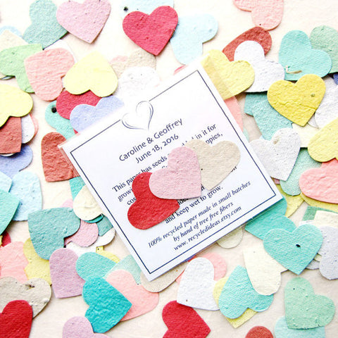 Recycled Ideas Favors plantable paper hearts with card