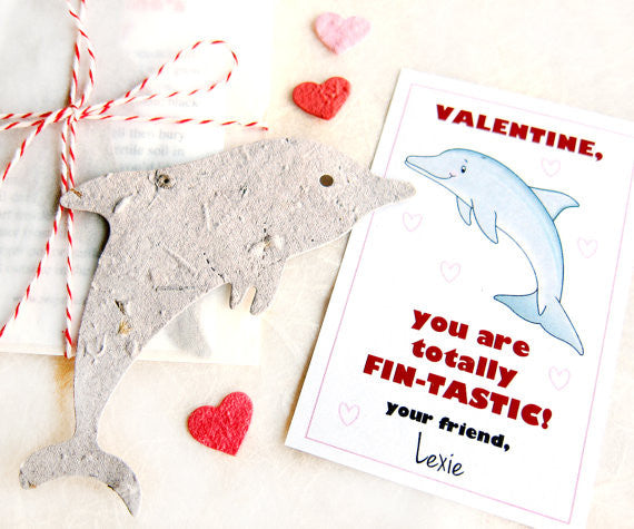 dolphin plant seeds 24 Plantable Paper Dolphins Kids Valentines – Recycled Ideas Favors