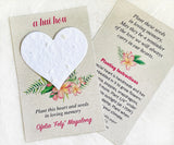 Personalized Hawaiian Memorial Card – A Hui Hou Flower Seed Paper Heart, Plumeria