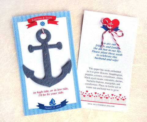 Plantable seed paper anchors - navy plantable anchor red seed paper anchor