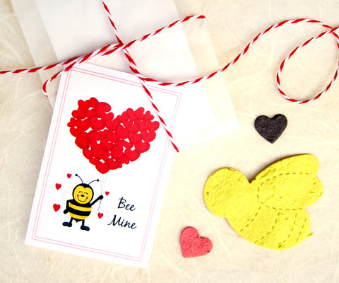 plantable paper bee mine valentines recycledideas favors