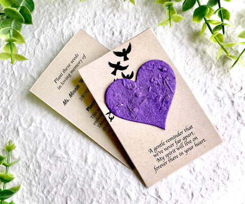 plant these seeds in loving memory Personalized Memorial Cards with Seed Paper Hearts - Sustainable Funeral 160 / Other