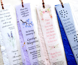 Recycled Ideas Favors plantable paper bookmarks with vellum overlays
