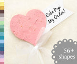 cake pop stick with pink heart plantable paper recycledideas recycled ideas favors