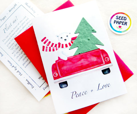 Recycled Ideas Favors winter greeting card with plantable paper