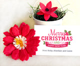 Recycled Ideas Favors plantable paper poinsettia with gift pail and card
