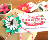 Recycled Ideas Favors plantable paper poinsettia with gift box and card