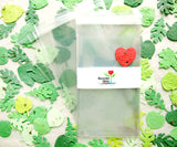 Recycled Ideas Favors cellophane favor bags with plantable paper leaves