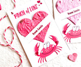 hot pink flower seed paper crab valentines - a pinch of love by recycled ideas plantable paper