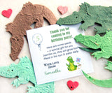 dinosaur birthday favor card with seed paper crocodile