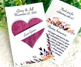 Fall Wedding Favor Cards - Tucked Hearts - Burgundy, Orange, Yellow Fall Foliage