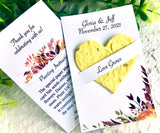 Fall Wedding Favor Cards - Tucked Hearts - Burgundy, Orange, Yellow Fall Foliage