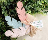 vintage colors seed paper feathers with tag and favor box