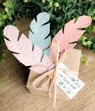 boho wedding favors seed paper feathers