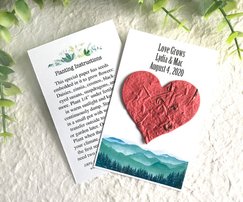 personalized flower seeds Mountain Lake Wedding Favors with Flower Seed Paper Blooming Heart Personalized Cards 380 + envelopes / Other (specify at checkout)