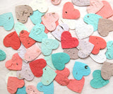 Coral aqua beige seed paper hearts recycled ideas