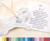 Recycled Ideas Favors plantable paper lambs with baby blue hearts