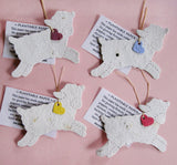 plantable paper lambs with colorful hearts