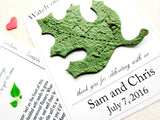 Watch our love grow plantable oak leaf wedding favors card
