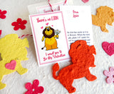 Recycled Ideas Favors plantable paper lions with cards