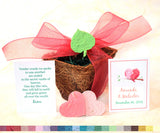 Recycled Ideas Favors plantable paper pots with leaves and love birds