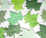 Recycled Ideas Favors plantable paper maple leaves in greens
